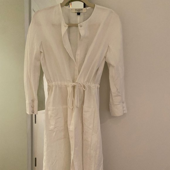 Kallmeyer White Button-Up Midi Dress - Tied Waist - Minimal/Modern - Size 2 - Picture 1 of 6